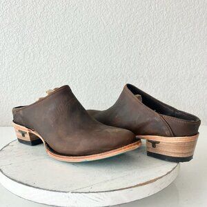 Lane Plain Jane Mule Womens Brown Leather Cowboy Boots Short Western Shoes 7.5
